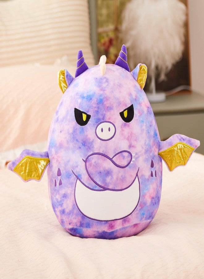 Glow Guards Original 12" Purple Tie-Dye Dragon Plush Pillow - Cute Stuffed Animal Soft Toy Dinosaur - Birthday Gift for Boys Girls Kids, The Angry Dragon - Image 2